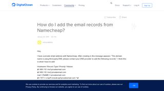 
                            5. How do I add the email records from Namecheap? | DigitalOcean