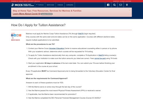 
                            8. How Do I Apply for Tuition Assistance? - Marine Corps Community