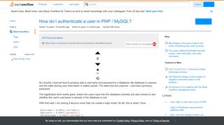 
                            6. How do I authenticate a user in PHP / MySQL? - Stack Overflow
