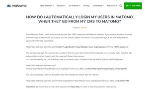 
                            3. How do I automatically login my users in Matomo when they go from ...