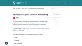 
                            13. How do I cancel my premium membership? – Scribd Help Center