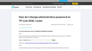 
                            7. How do I change administrative password on TP-Link ADSL router ...