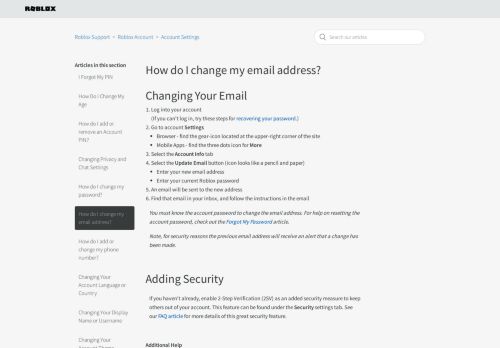 
                            9. How Do I Change My Account Email? – Roblox Support