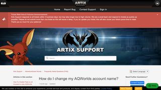 
                            8. How do I change my AQWorlds account name? – Artix Support