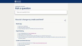 
                            10. How do I change my credit card limit? - Royal Bank of Scotland