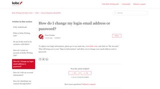 
                            7. How do I change my login email address or password? – Kobo ...