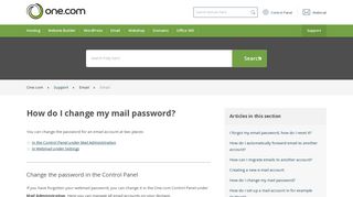 
                            10. How do I change my mail password? – Support | One.com