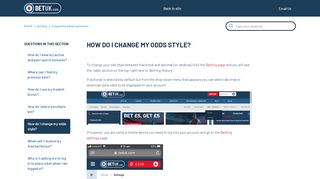 
                            6. How do I change my odds style? – BetUK