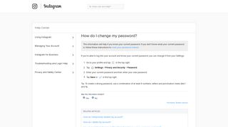 
                            12. How do I change my password? | Instagram Help Center
