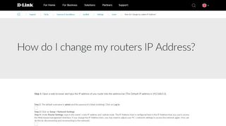 
                            2. How do I change my routers IP Address? | D-Link UK