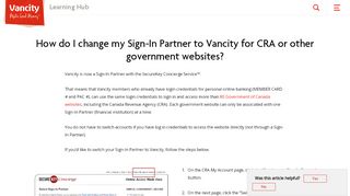 
                            11. How do I change my Sign-In Partner to Vancity for CRA or other ...