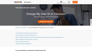 
                            1. How Do I Change My User ID or Password? | Discover