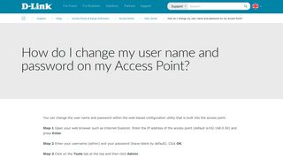 
                            2. How do I change my user name and password on my Access ... - D-Link