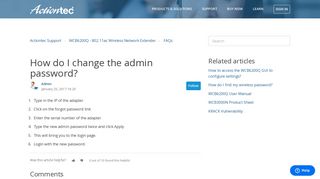 
                            11. How do I change the admin password? – Actiontec Support