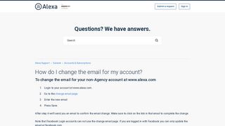 
                            6. How do I change the email for my account? – Alexa Support