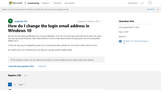 
                            9. How do I change the login email address in WIndows 10 - Microsoft ...