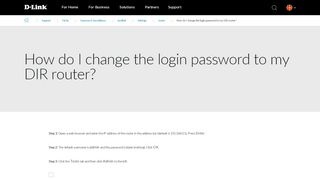 
                            11. How do I change the login password to my DIR router? | D-Link