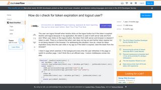 
                            1. How do i check for token expiration and logout user? - Stack Overflow