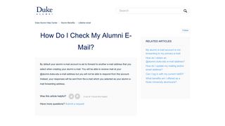 
                            4. How do I check my alumni e-mail? – Duke Alumni Help Center