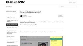 
                            3. How do I claim my blog? – Help - Bloglovin