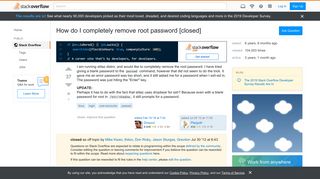 
                            6. How do I completely remove root password - Stack Overflow