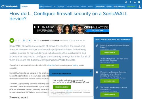 
                            10. How do I... Configure firewall security on a SonicWALL ... - TechRepublic