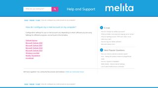 
                            6. How do I configure my e-mail account on my computer? | Melita Online ...