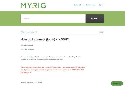 
                            10. How do I connect (login) via SSH? – MyRig