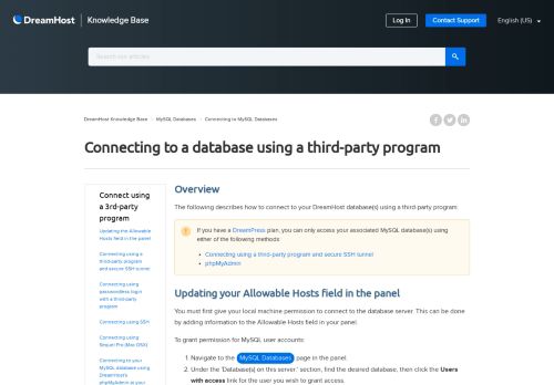 
                            5. How do I connect to my database using a third-party program ...