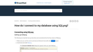 
                            8. How do I connect to my database using SQLyog? – DreamHost