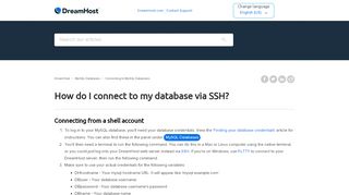 
                            11. How do I connect to my database via SSH? – DreamHost