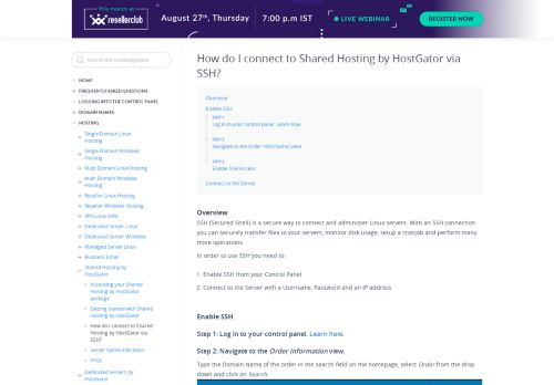 
                            2. How do I connect to Shared Hosting by HostGator via SSH ...