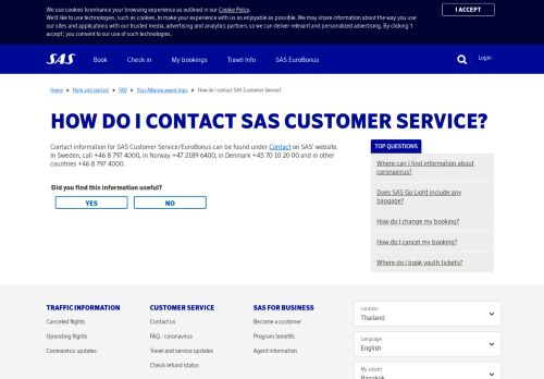 
                            7. How do I contact SAS Sales & Service? | SAS - Scandinavian Airlines