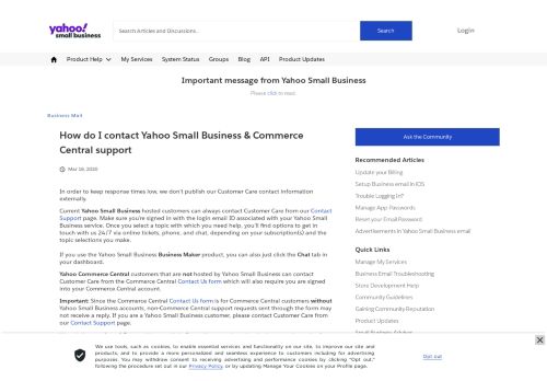 
                            10. How do I contact Yahoo Small Business & Commerce Central support