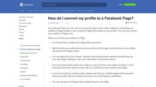 
                            6. How do I convert my profile to a Facebook Page? | ...