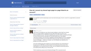 
                            2. How do I convert my shared login page to a page linked to ... - Facebook