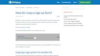 
                            2. How do I copy a sign up form? – AWeber Knowledge Base