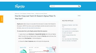 
                            10. How do I copy last year's or season's set-up to this year? – SignUp.com
