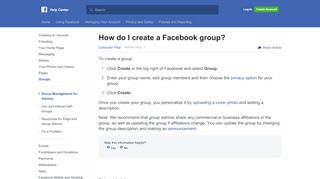 
                            1. How do I create a group on Facebook? | Facebook Help Center ...