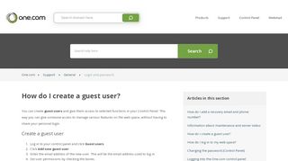 
                            1. How do I create a guest user? – Support | One.com
