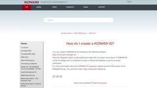 
                            2. How do I create a KONAMI ID? – Konami Games