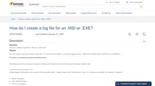 
                            8. How do I create a log file for an .MSI or .EXE? - Symantec Support