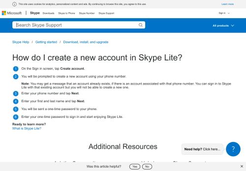 
                            3. How do I create a new account in Skype Lite? | Skype Support