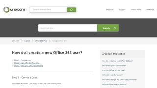 
                            11. How do I create a new Office 365 user? – Support | One.com