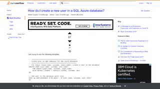 
                            5. How do I create a new user in a SQL Azure database? - Stack Overflow