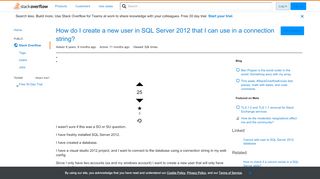 
                            3. How do I create a new user in SQL Server 2012 that I can ...