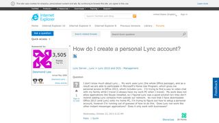 
                            2. How do I create a personal Lync account? - Microsoft