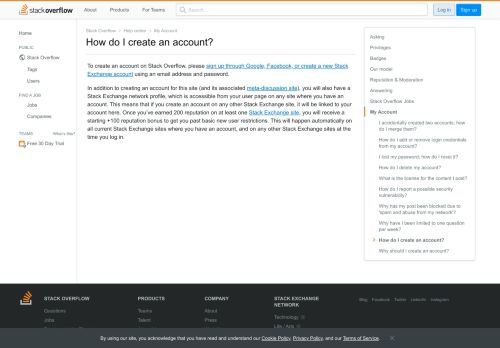 
                            6. How do I create an account? - Help Center - Stack Overflow