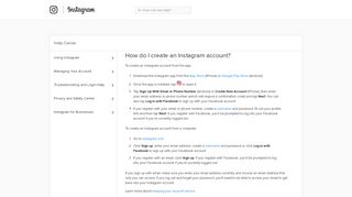 
                            11. How do I create an Instagram account? | Instagram Help Center