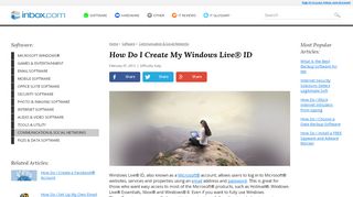 
                            8. How Do I Create My Windows Live® ID | Inbox Email & Resource Center